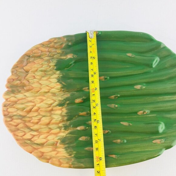 VTG Lillian Vernon ASPARAUS Green Brown 11.5" by 8.25" Ceramic Serving Dish - Picture 4 of 8